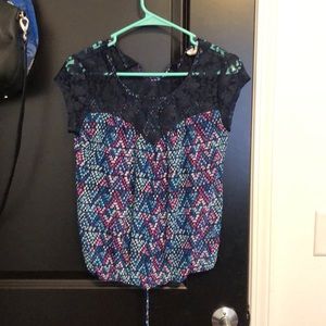 Lace sheer colorful top
